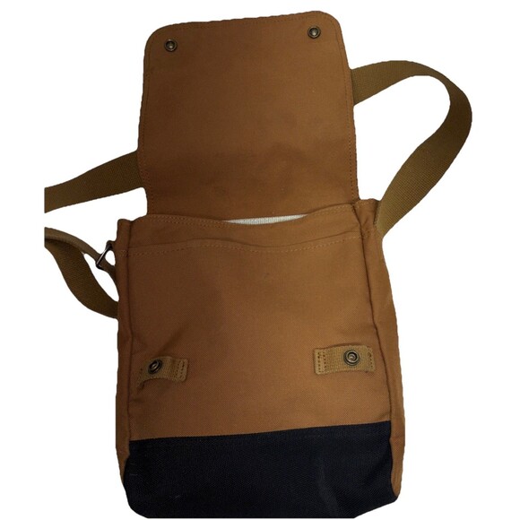 Carhartt Crossbody Bag Brown Black Two Tone Wide Strap Snap Closure Messenger - Picture 4 of 10